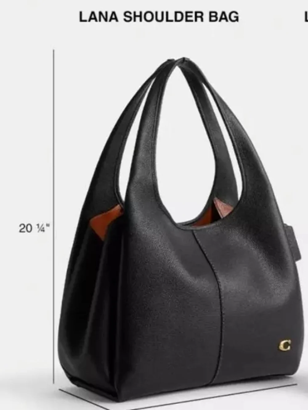 Coach Lana Black Pebbled Leather Hobo Shoulder Bag with Gold Accent - Picture 3 of 3